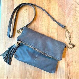 Oasis genuine leather fold over clutch purse